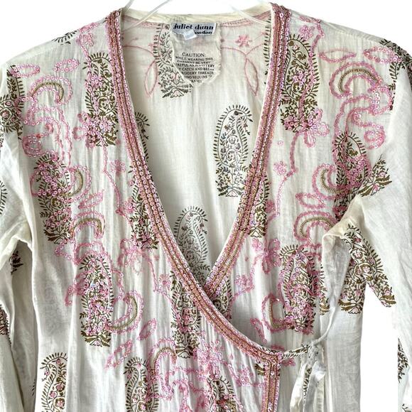 Juliet Dunn London Sequin White Pink Gold Swimsuit Beach Coverup Wrap Dress 1 - Picture 2 of 9